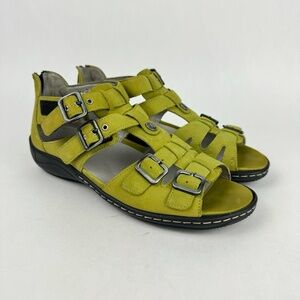 Waldlaufer Women’s Suede Leather Gladiator Style Sandals Green Sz US 7 / UK 4.5